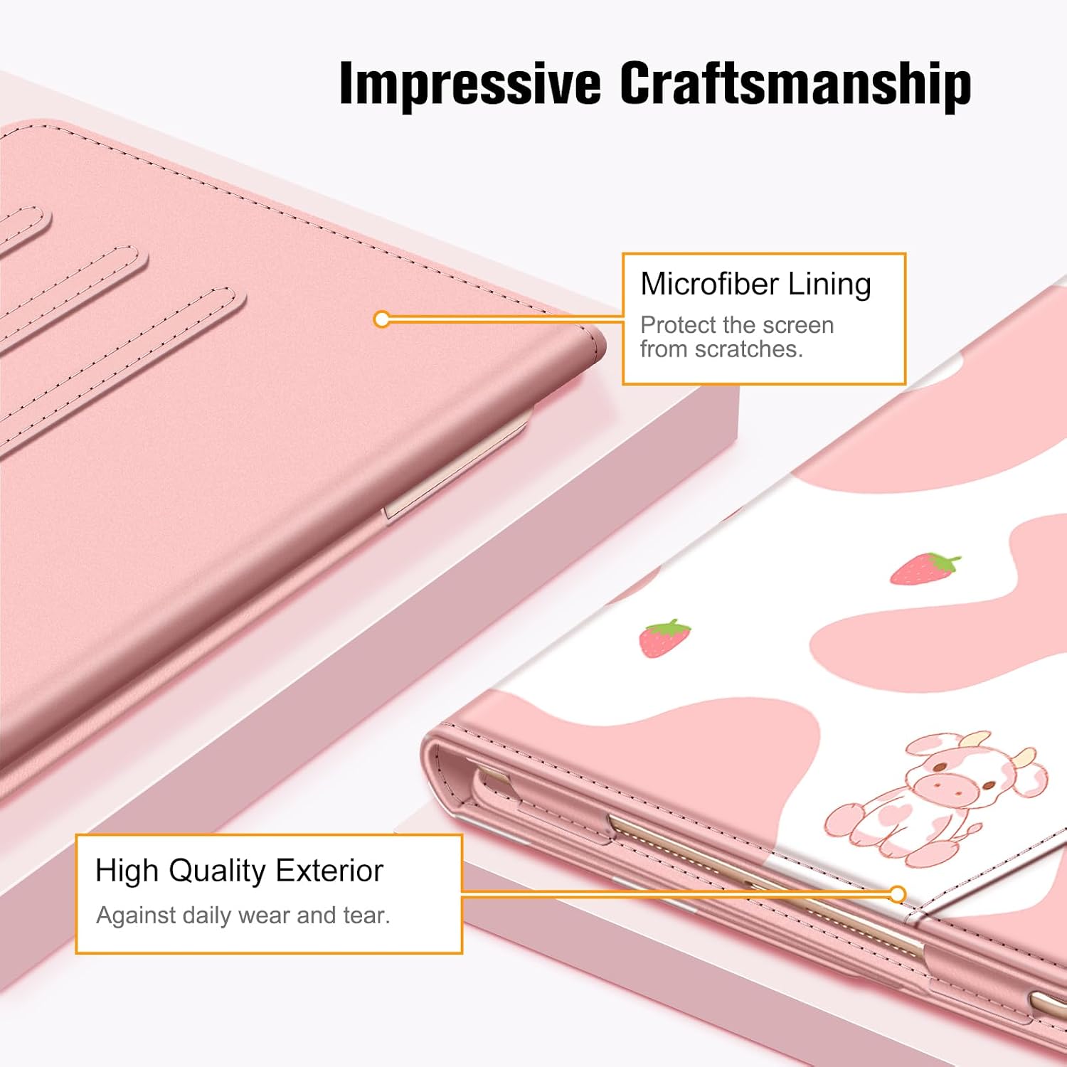 Impressive Craftsmanship

Microfiber Lining
Protect the screen from scratches.

High Quality Exterior
Against daily wear and tear.