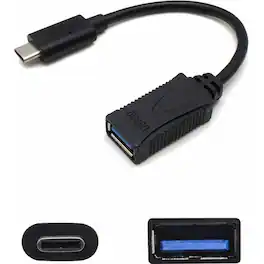 AddOn - USB C 3.1 Male to USB A 3.0 Female Black Adapter - 6.69" USB Data Transfer Cable for Portable Hard Drive, Tablet