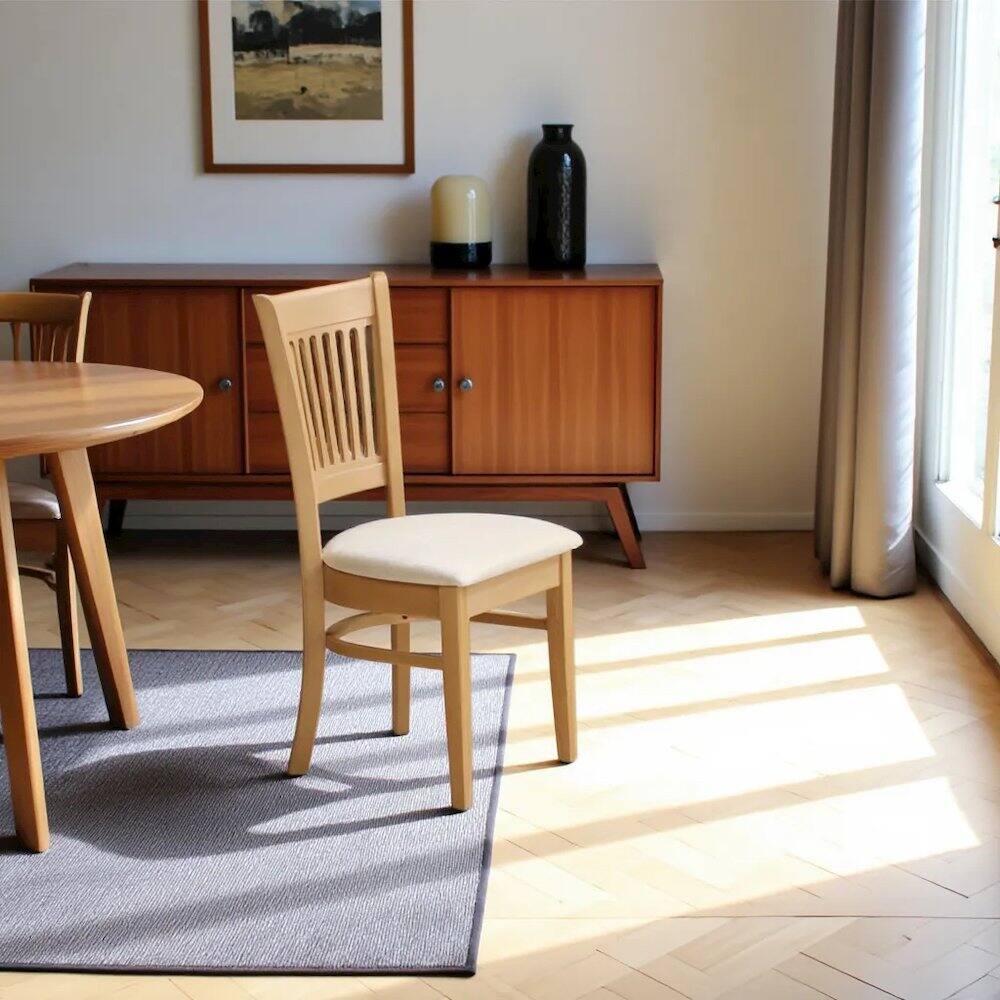 Back. FurniFact - Elegant Oak Dining Chairs – Solid Wood Kitchen and Dining Chairs Set of 2 - Oak.