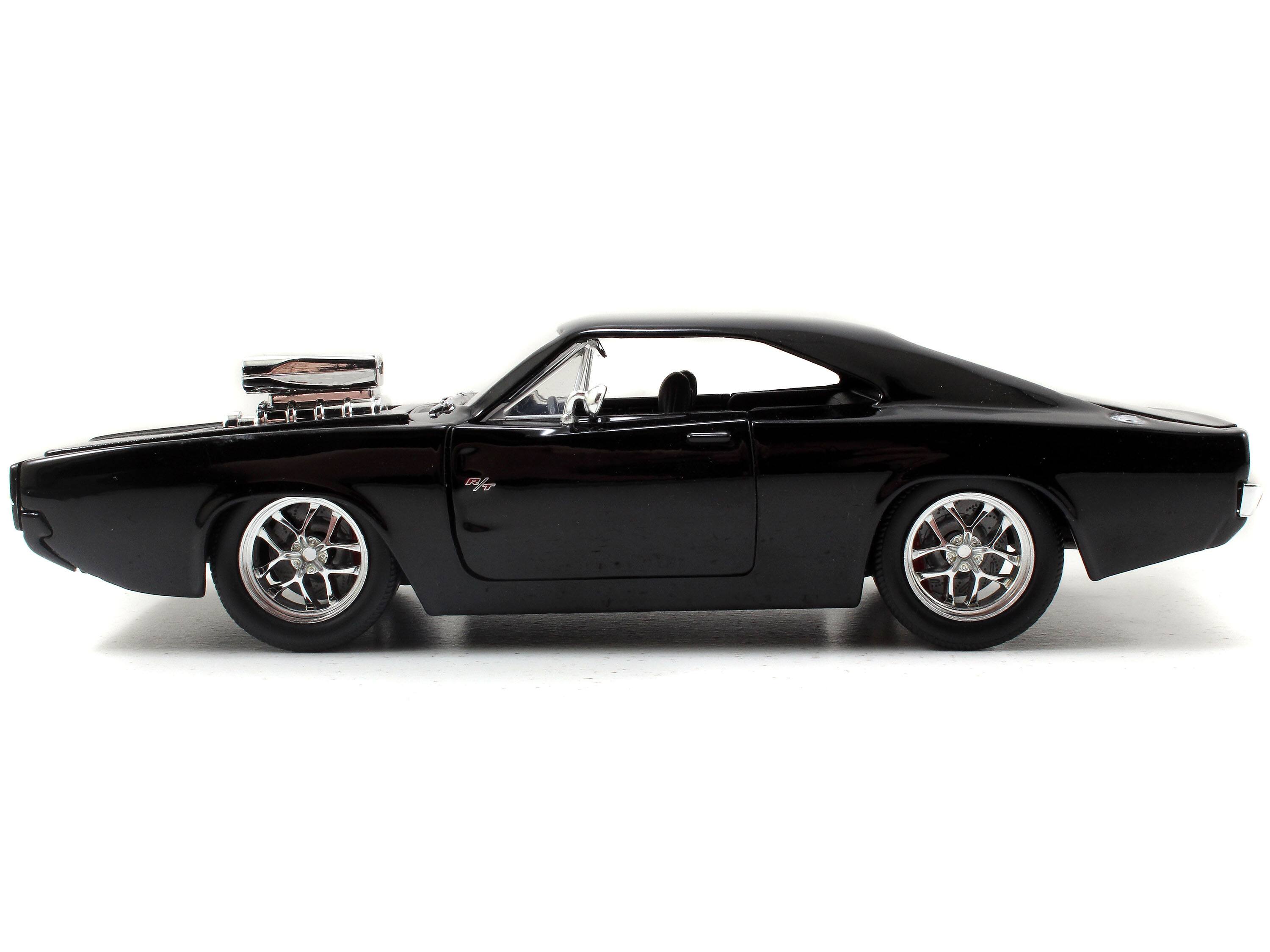Back. Jada - Model Kit Dodge Charger R/T Black and Dom Diecast Figure "Fast & Furious" Movie "Build N' Collect" Series 1/24 - Black.