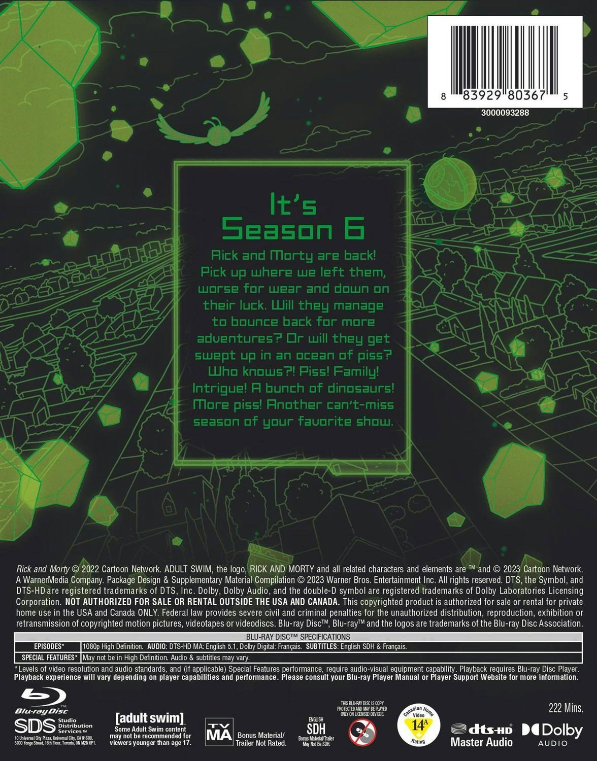 Back. Rick and Morty: Season 6 [Blu-ray].