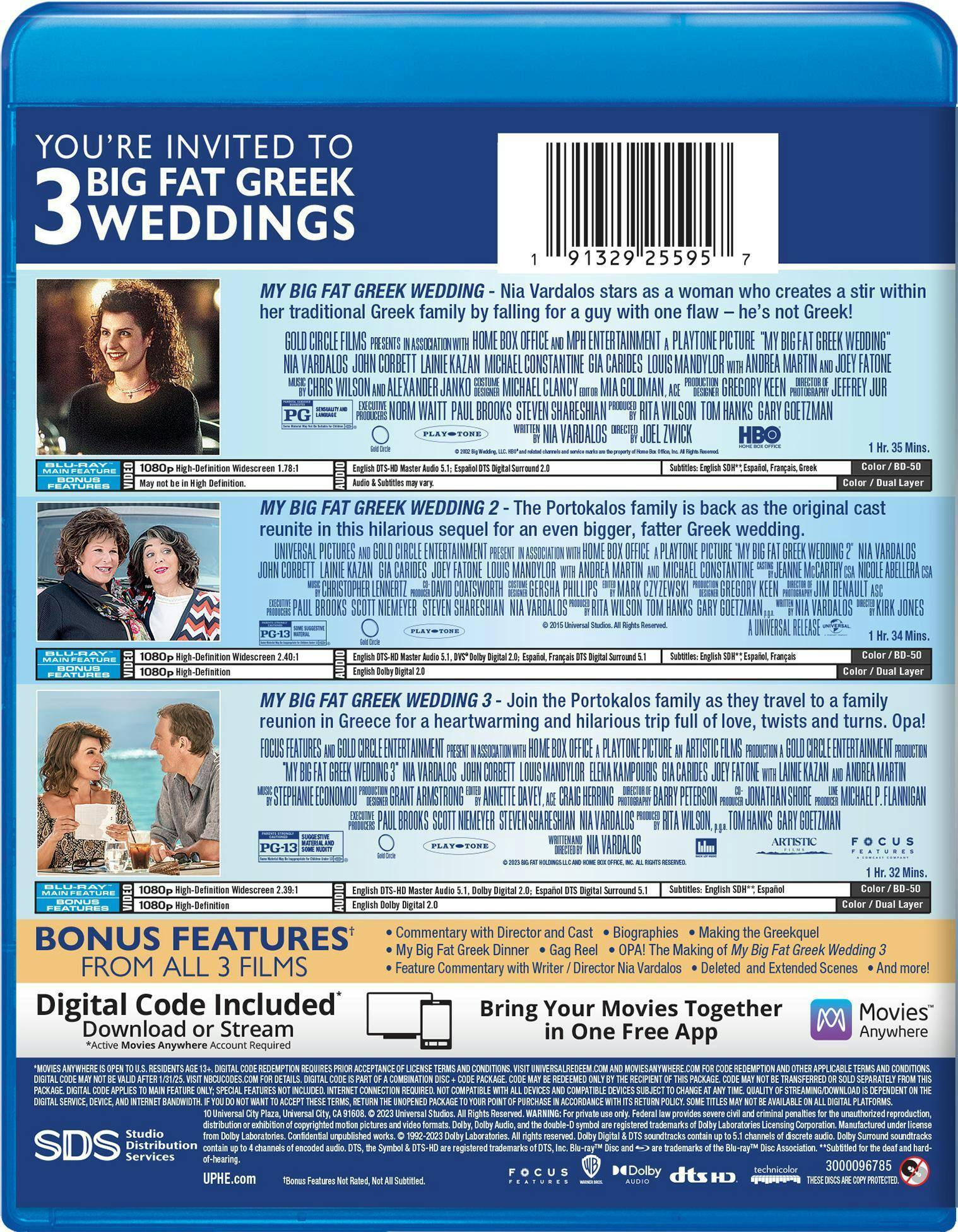 Back. My Big Fat Greek Wedding 3-Film Collection (Box Set) [Blu-ray].
