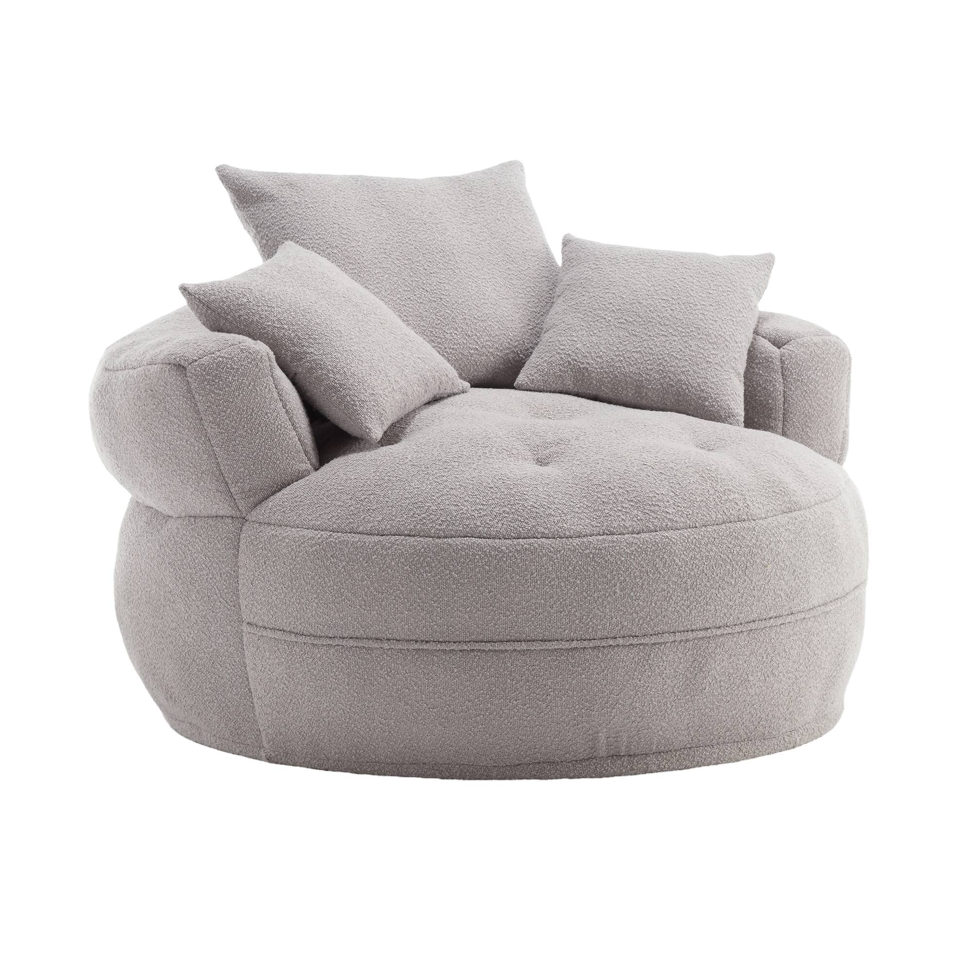 Angle. GOODSILO - Chenille Fluffy Sleeper Chair - Modern Single Sofa for Living Room, Bedroom, Lounge & Projection Room - No Assembly - Gray.