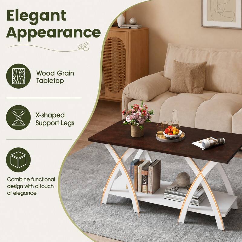 Elegant Appearance

Wood Grain Tabletop

X-shaped Support Legs

Combine functional design with a touch of elegance