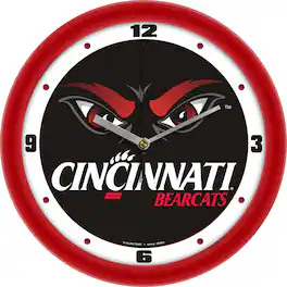 MpDirect - Cincinnati Bearcats 11.5'' Suntime Premium Glass Face Dimension Wall Clock - Multicolor