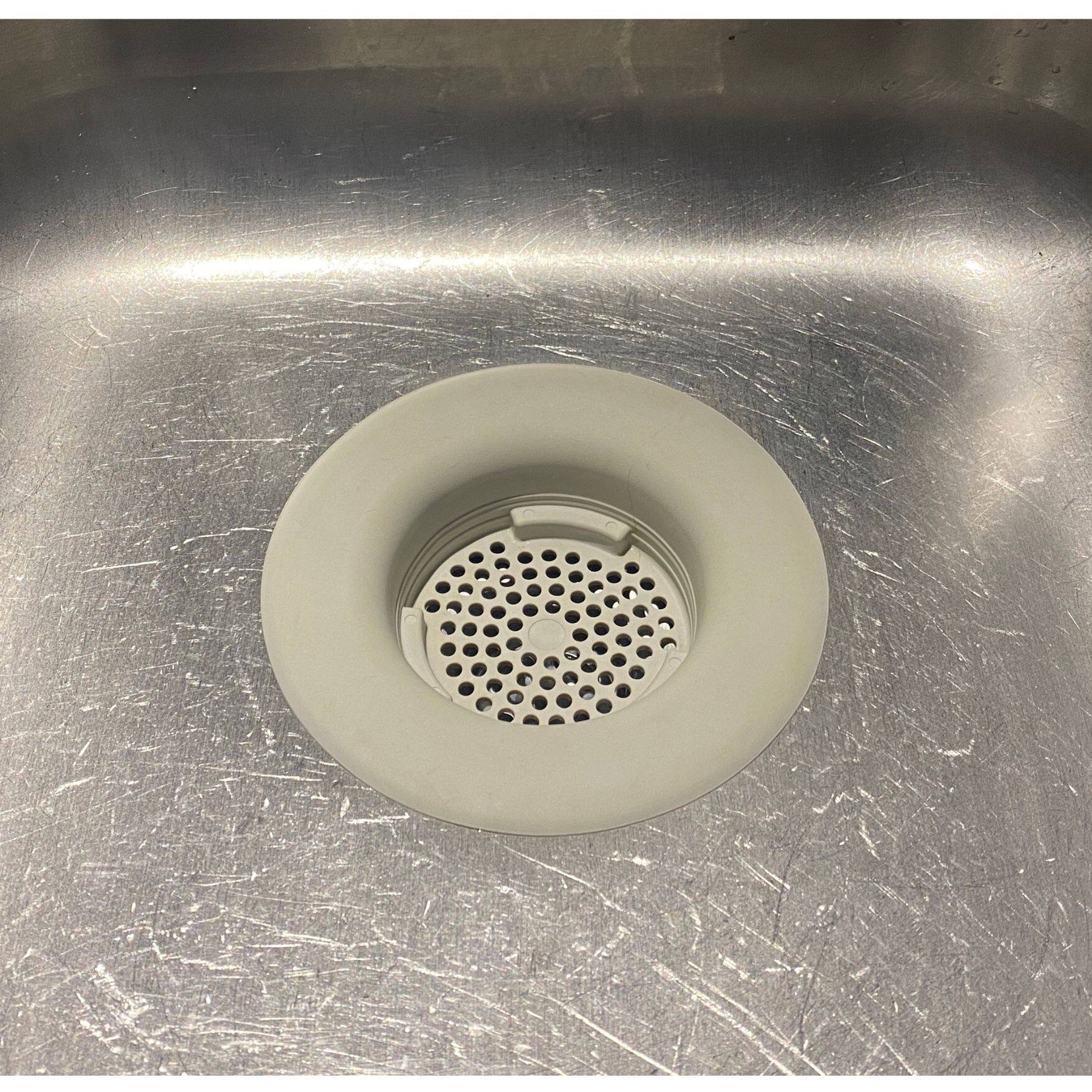 Left. Flex Strainer - Flex Strainer Sink Drain Strainer, Made in the USA, Universal Fits Most 3.5" Drains, Grey, 1-Pack - Grey.