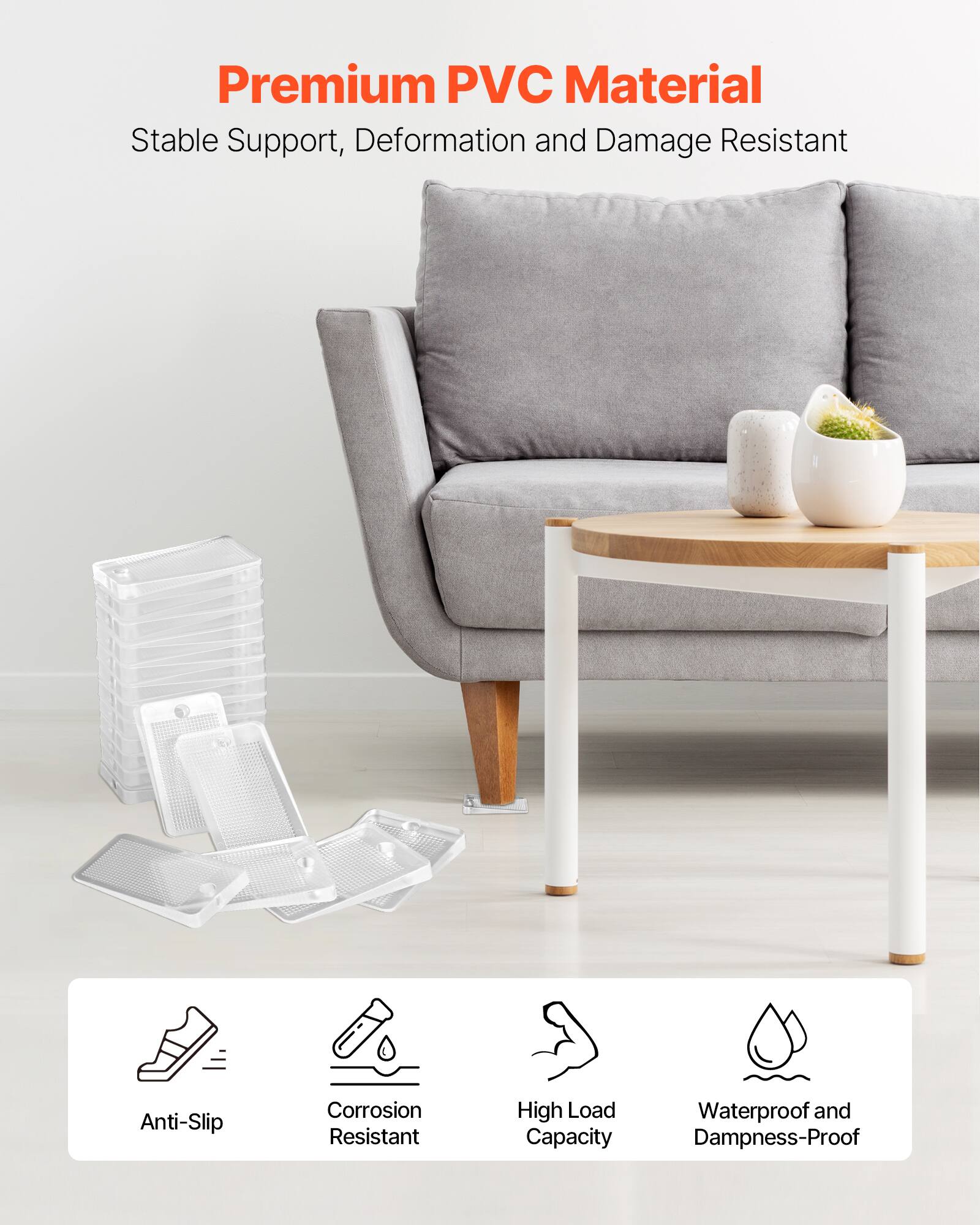 Premium PVC Material  
Stable Support, Deformation and Damage Resistant  

Anti-Slip  
Corrosion Resistant  
High Load Capacity  
Waterproof and Dampness-Proof