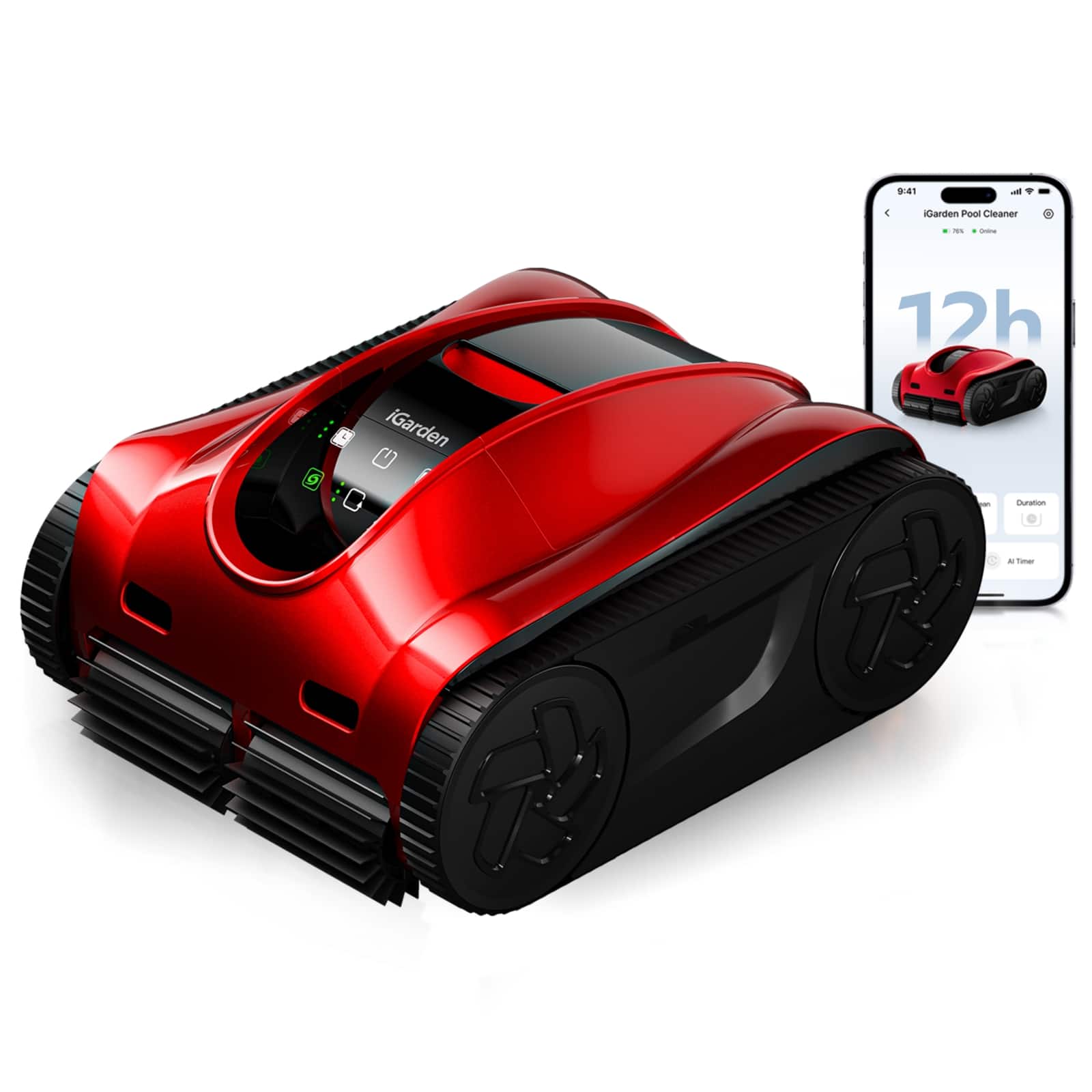 iGARDEN - Pool Cleaner K Pro, 12H Runtime, Cordless Robotic Pool Vacuum for Inground Pools, Touchscreen