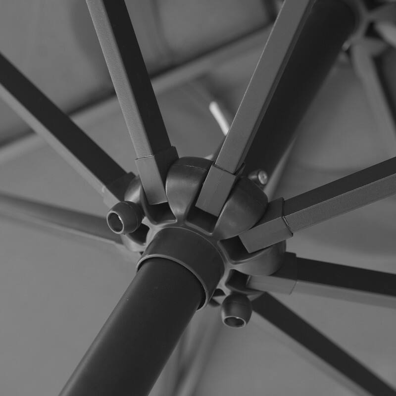 Alt View 6. LeisureMod - Sierra Outdoor Polyester Umbrella with Solar LED Lights and Push-Button Tilt - Gray.