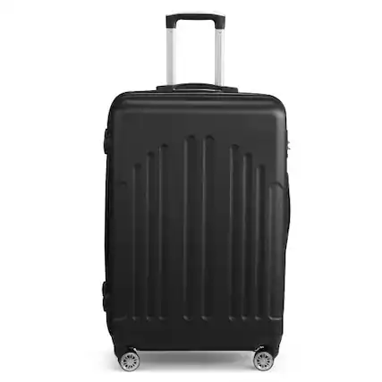 Front. Winado - 28" Checked Luggage Trolley Case ABS Hardside Large Suitcase with Double Spinner Wheels & TSA Lock for Travel Business - Black.