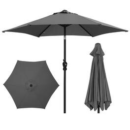Ainfox - 7.5ft Patio Umbrella Outdoor Market Umbrella UV Protection Sturdy Frame W/Easy Crank - Gray