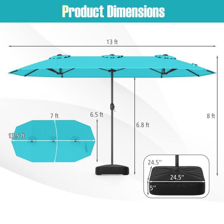 Product Dimensions: 13 ft, 13.5 ft, 7 ft, 6.5 ft, 6.8 ft, 8 ft, 24.5", 24.5", 5"