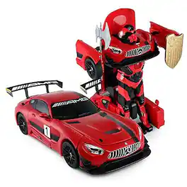 JuzToys - Remote Control Car, 1:14 RC Car Mercedes-Benz GT3 2.4ghz RC Car Transformer Dancing Robot Car - Red