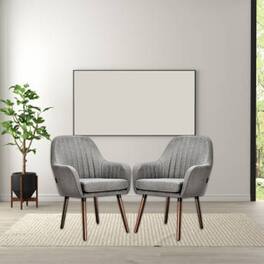 Hivvago - Fabric Accent Chairs with Solid Wooden Legs Upholstered for Comfort - Set of 2 - Gray