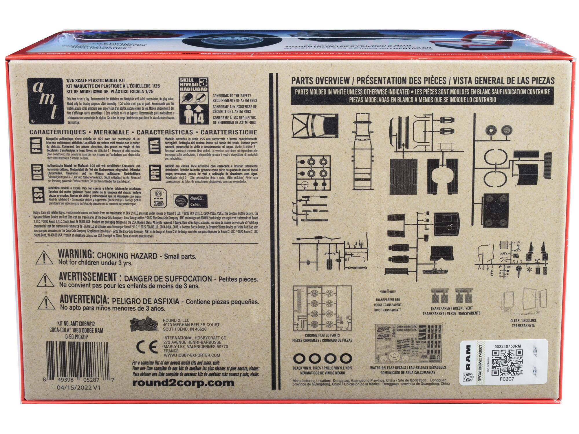 1/25 SCALE PLASTIC MODEL KIT  
KIT MAQUETTE EN PLASTIQUE À L'ÉCHELLE 1/25  
KIT MODELSIMO PLÁSTICO A ESCALA 1/25  

This kit is not recommended for children under 14 years.  
This kit is not recommended for children under 14 years.  
This kit is not recommended for children under 14 years.  

CONFORMS TO THE SAFETY REQUIREMENTS OF ASTM F963  
CONFORME AUX EXIGENCES DE SÉCURITÉ DE L'ASTM F963  
CONFORME A LOS REQUISITOS DE SEGURIDAD DE ASTM F963  

CARACTÉRISTIQUES - MERKMALE - CARACTERÍSTICAS - CARATTERISTICHE  

PARTS OVERVIEW / PRÉSENTATION DES PIÈCES / VISTA GENERAL DE LAS PIEZAS  
PARTS MOLDED IN WHITE UNLESS OTHERWISE INDICATED - LES PIÈCES SONT MOULUES EN BLANC SAUF INDICATION CONTRAIRE - PIEZAS MODELADAS BLANCO MENOS QUE INDIQUE CONTRARIO  

WARNING: CH