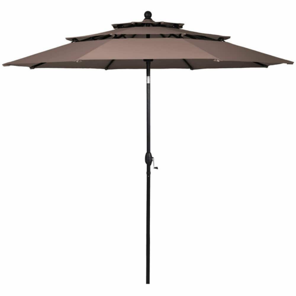 Mondawe - 10 Feet 3 Tier Outdoor Patio Umbrella with Double Vented - Tan