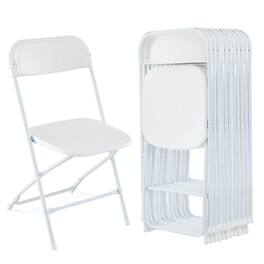 Costway - 12 Pack Metal Folding Chairs with Plastic Seat & Back Heavy-Duty Metal Frame - White