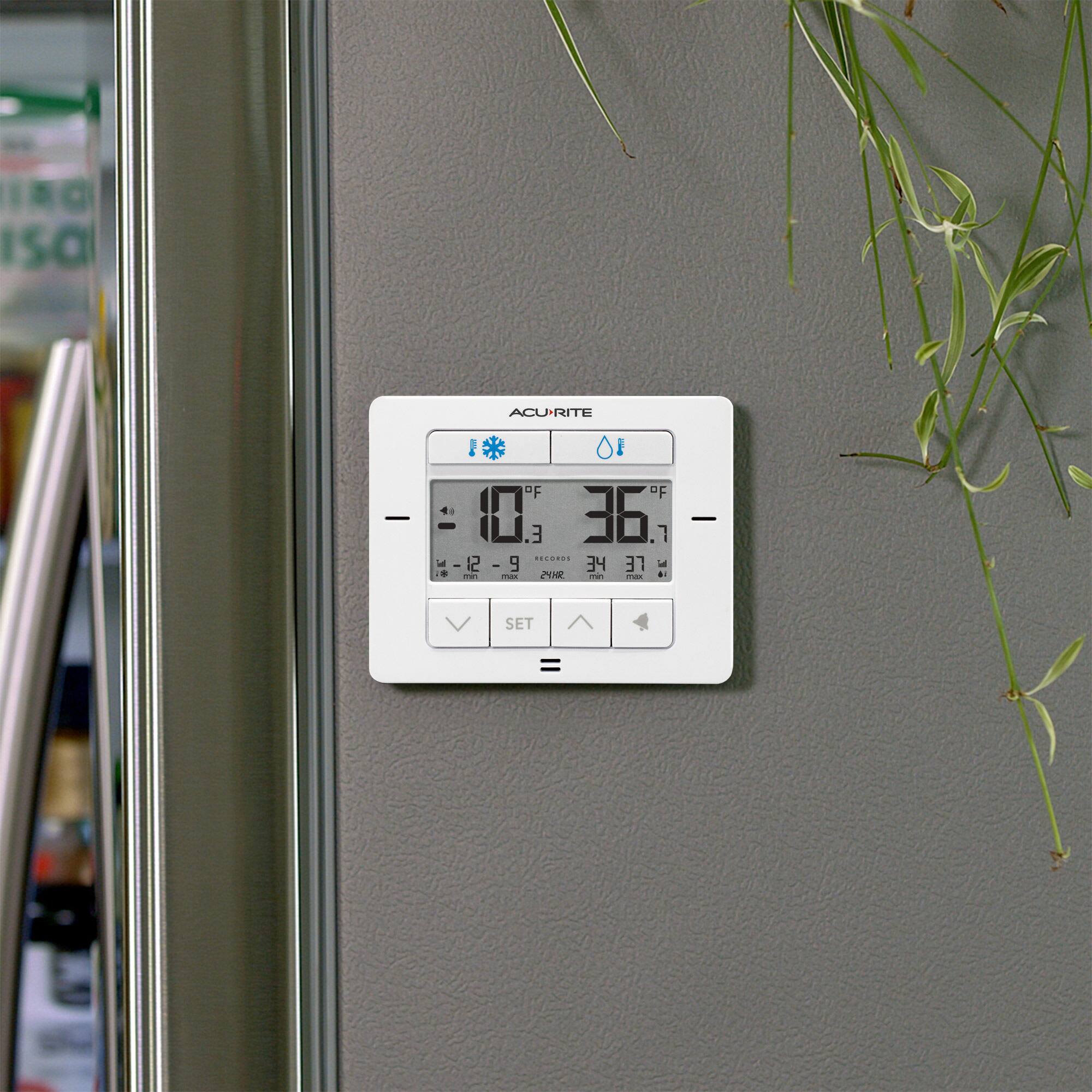 Alt View 2. AcuRite - Digital Fridge and Freezer Thermometer with Wireless Sensors - White.