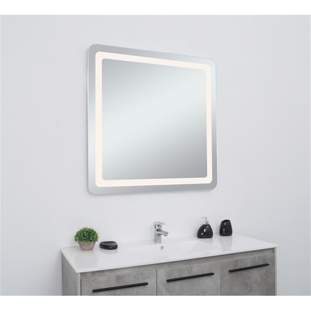 Angle. Elegant Decor - Genesis 36in x 36in soft edge LED mirror - Glossy White.