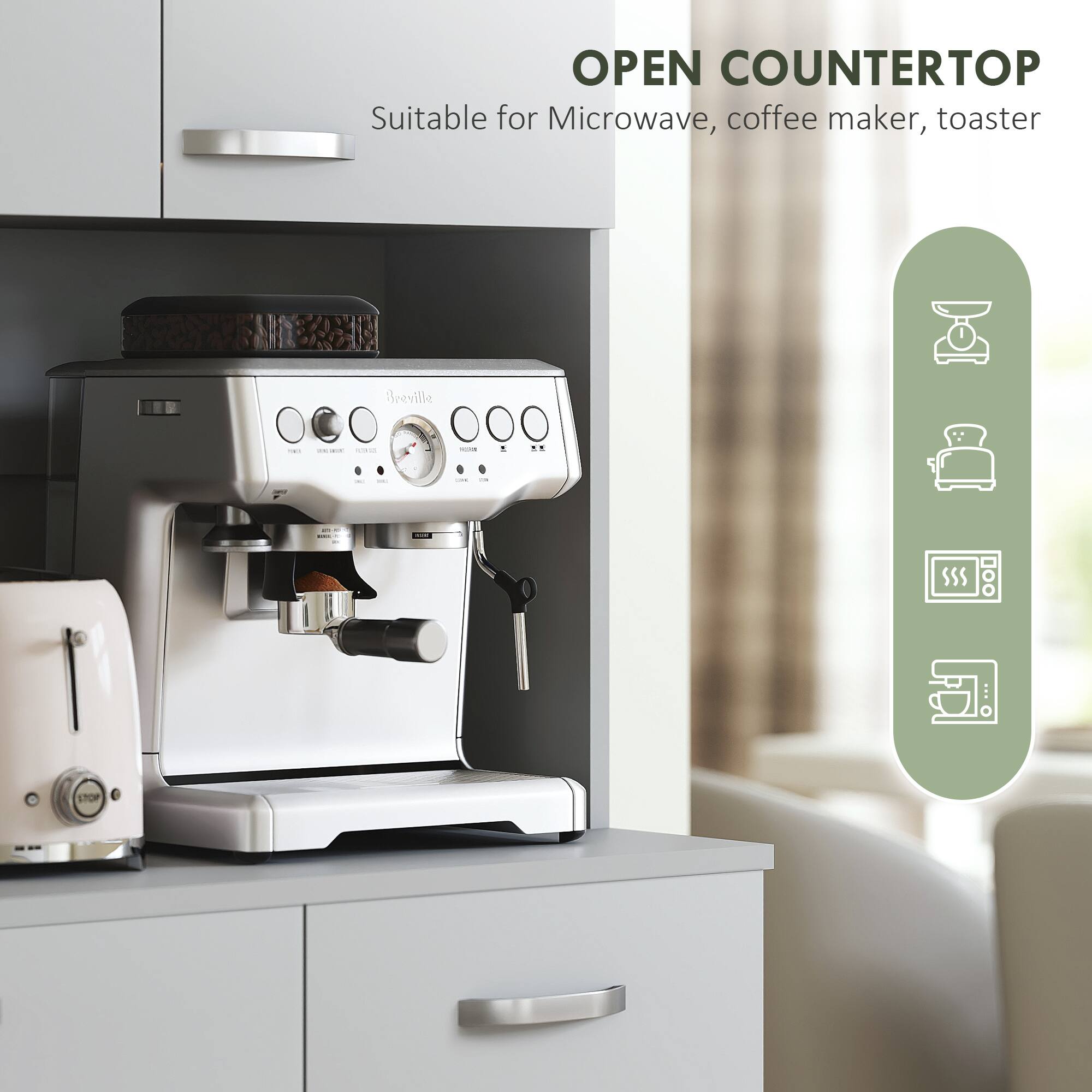 OPEN COUNTERTOP Suitable for Microwave, coffee maker, toaster Breville N & .. SSS F STOP