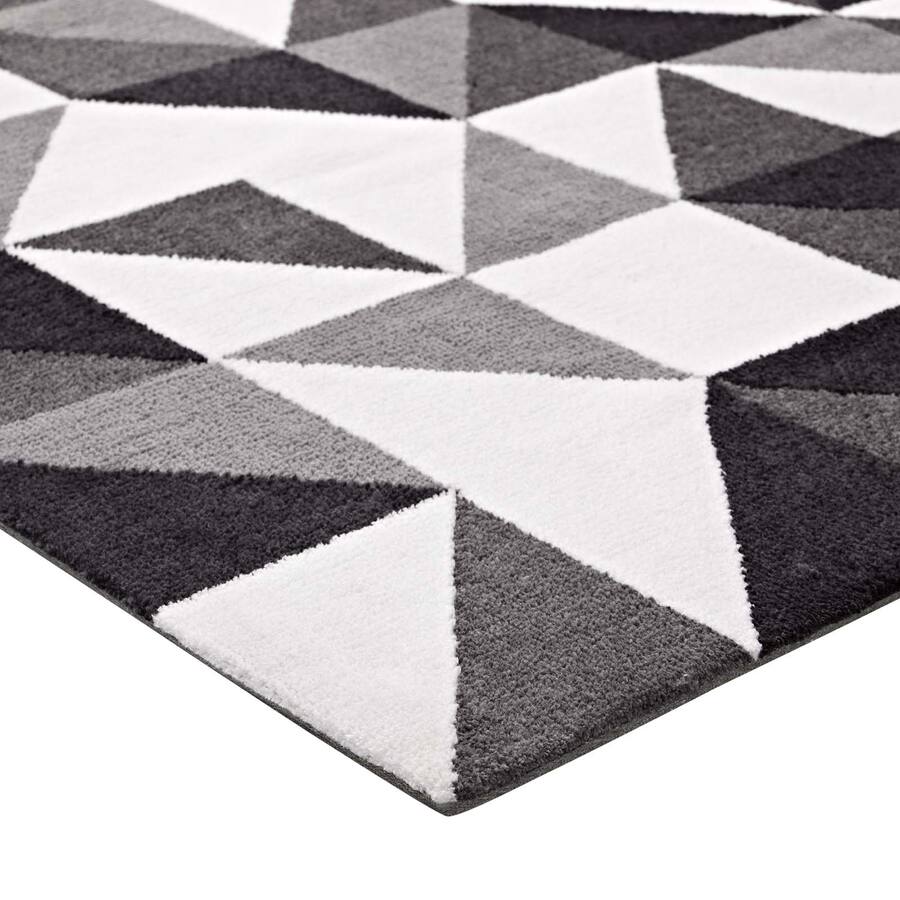 Modway Kahula Geometric Triangle Mosaic Area Rug Black Gray and White ...