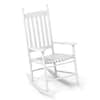 Front. Costway - Outdoor Wooden Rocking Chair with Solid Rocking Base Slatted Seat & Back Patio - White.
