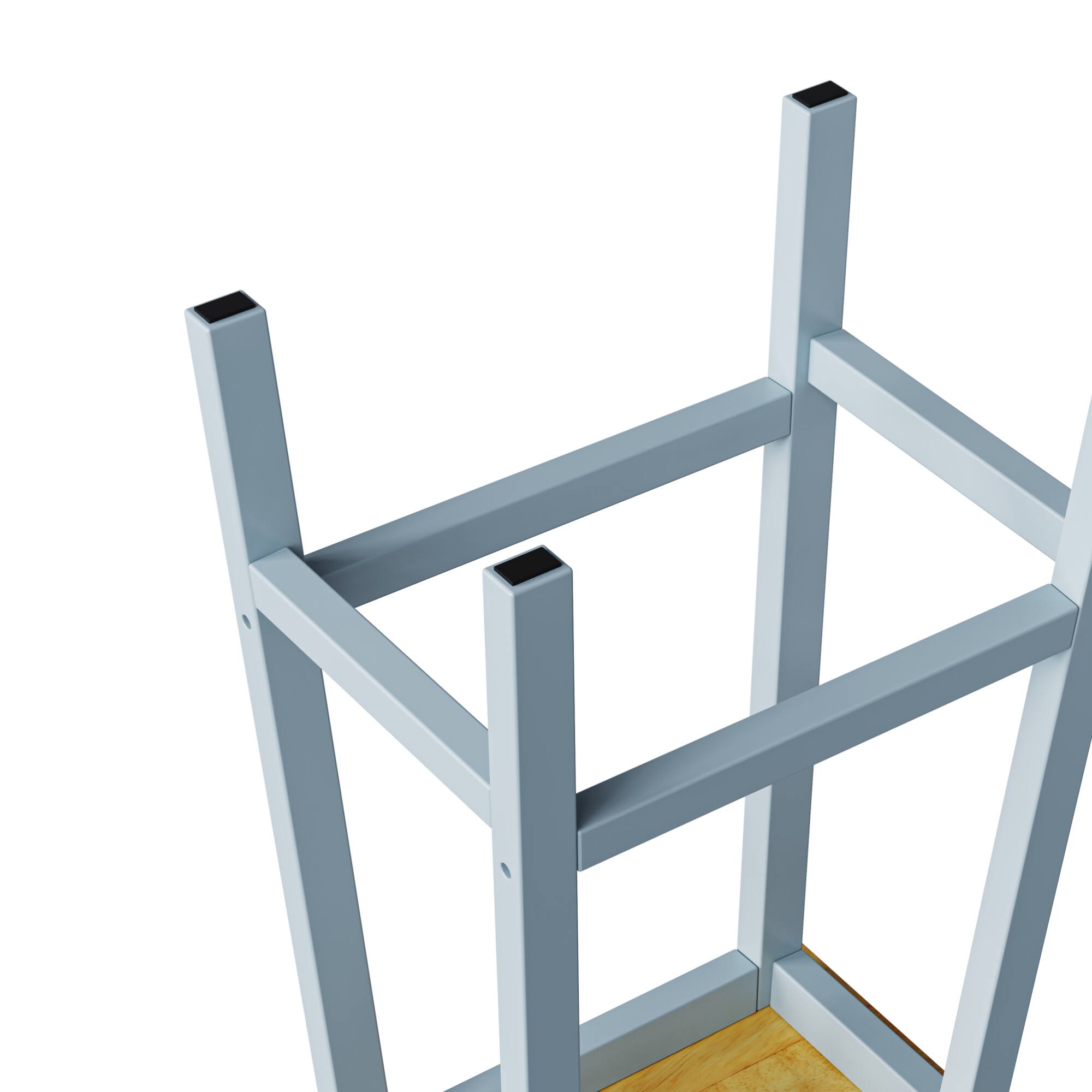 Alt View 2. GOODSILO - Set of 2 Solid Wood Bar Stools with Footrests, Farmhouse Style Counter Height Stools - Grey-Blue.