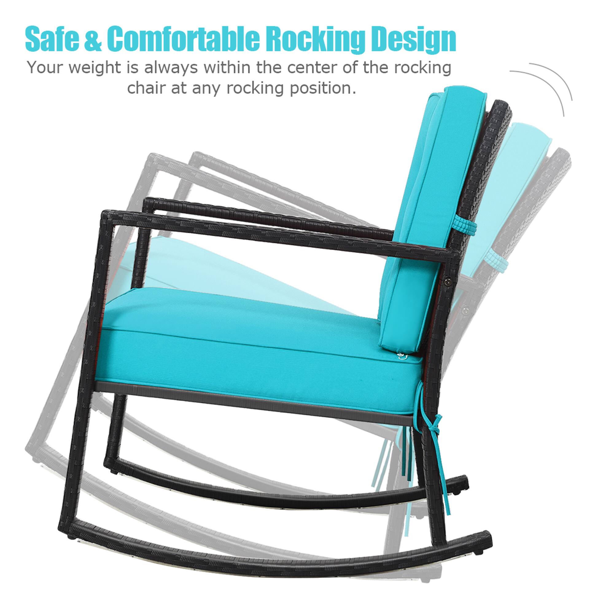 Safe & Comfortable Rocking Design  
Your weight is always within the center of the rocking chair at any rocking position.