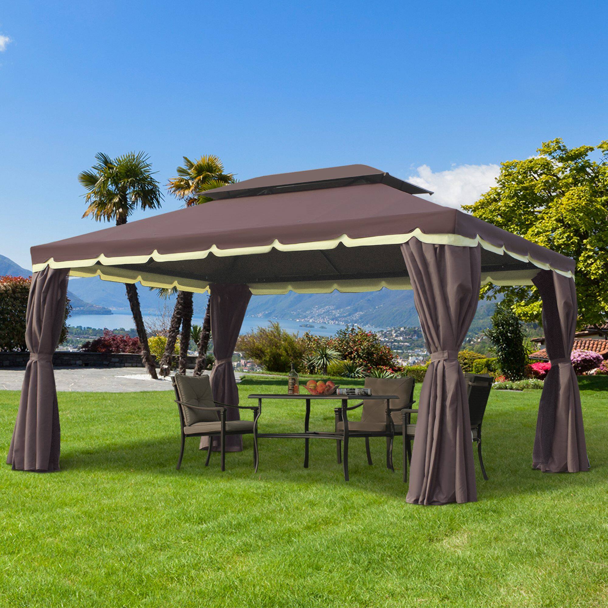 Alt View 1. Outsunny - Patio Gazebo - Coffee.