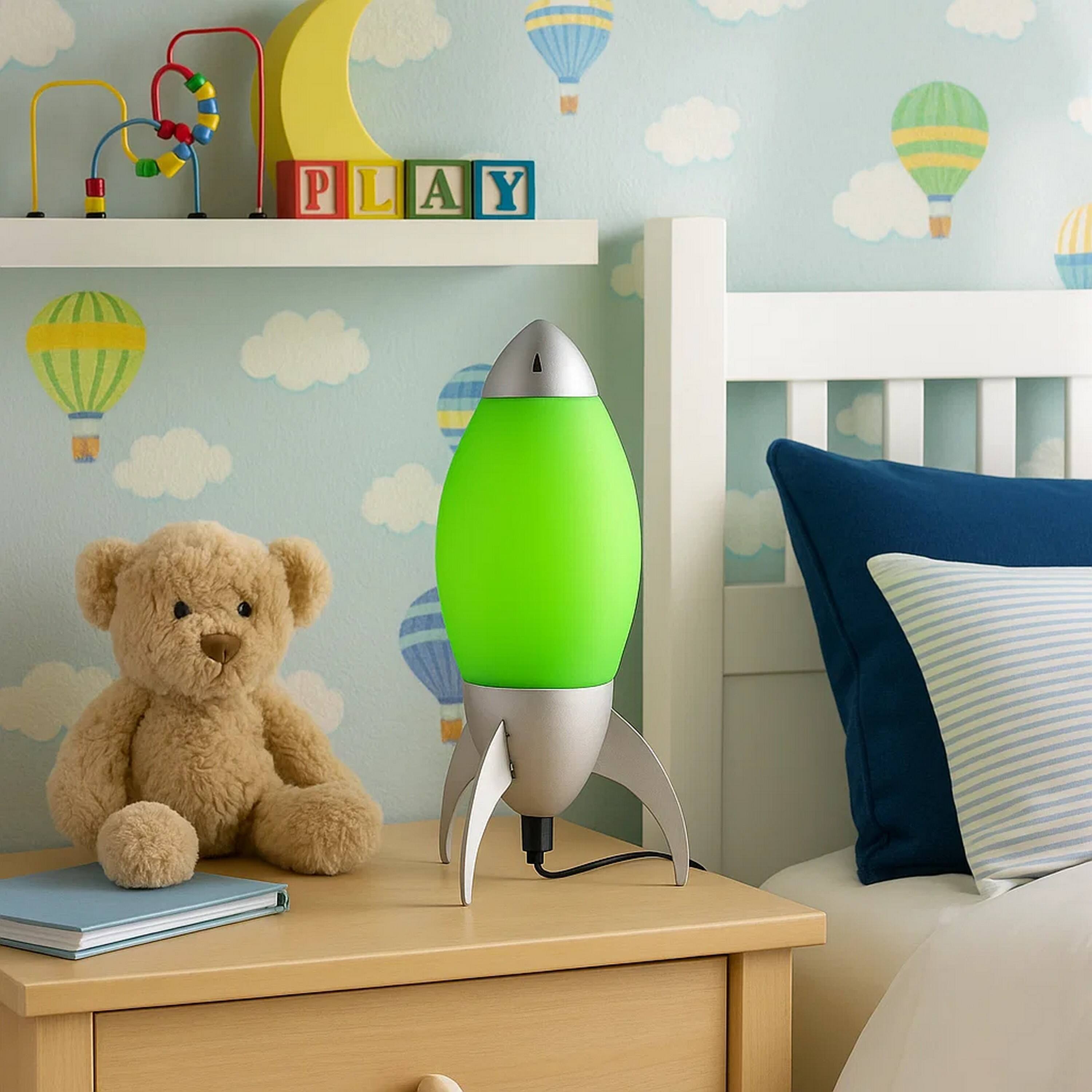 Alt View 3. Manhattan Lane - Kid Table Lamp with Rocket Design Silhouette - Green.