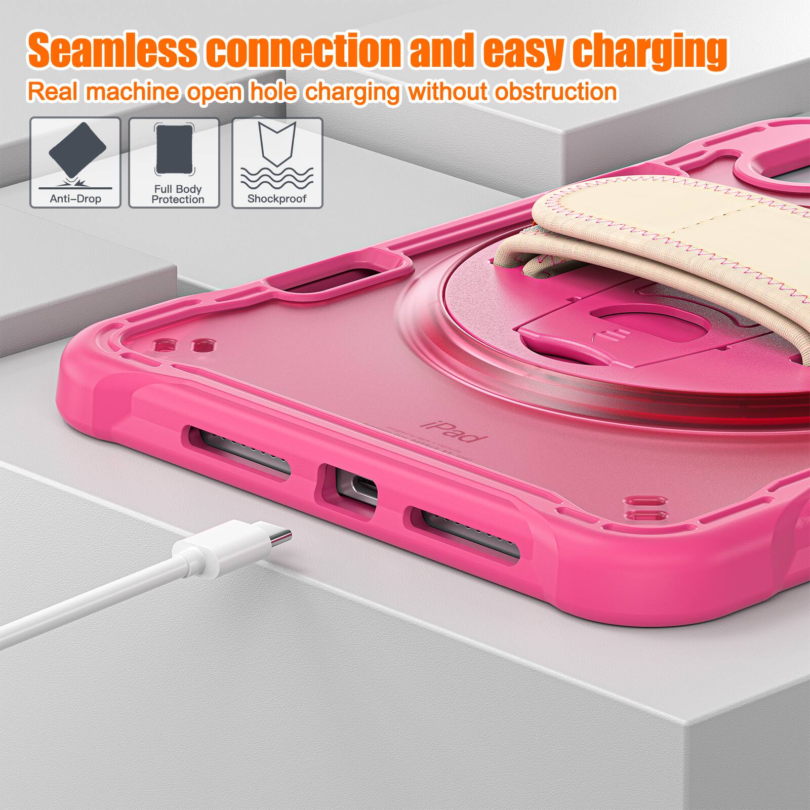 Seamless connection and easy charging  
Real machine open hole charging without obstruction  
Anti-Drop  
Full Body Protection  
Shockproof  
iPad