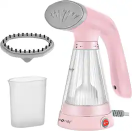 True & Tidy - Compact Handheld Garment Steamer With Fabric Brush - Pink