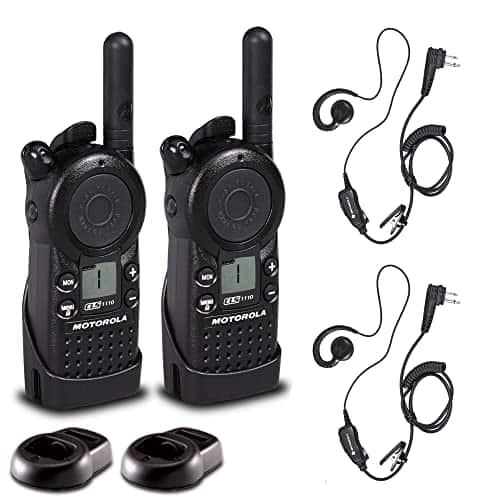 Motorola Solutions - 2 x Motorola CLS1110 UHF 1W 1-Channel 2-Way Radio - 2 Pack With Mic Bundle - Black
