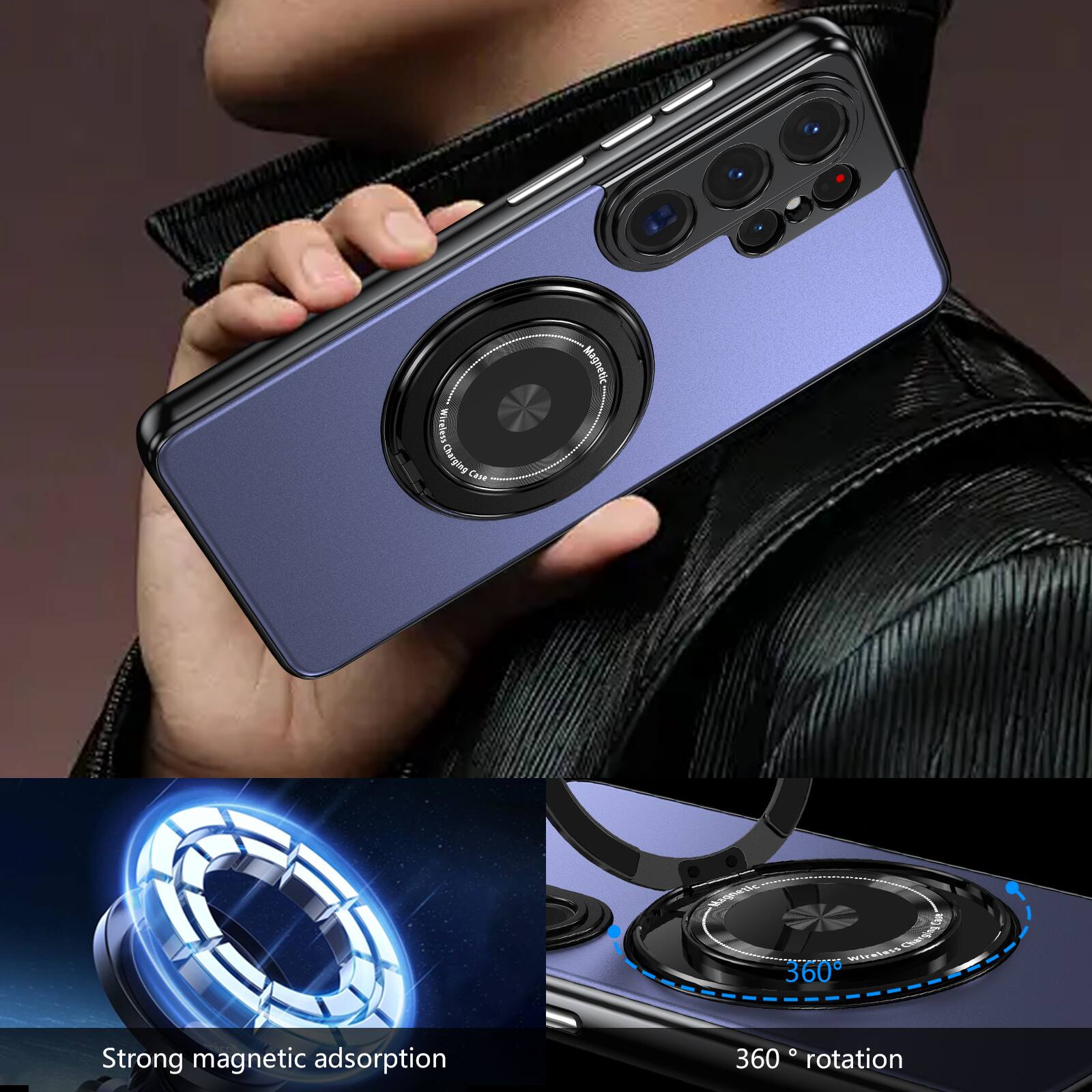 WinelessCharyed Wireless Case Magnetic 360 Strong magnetic adsorption 360° rotation