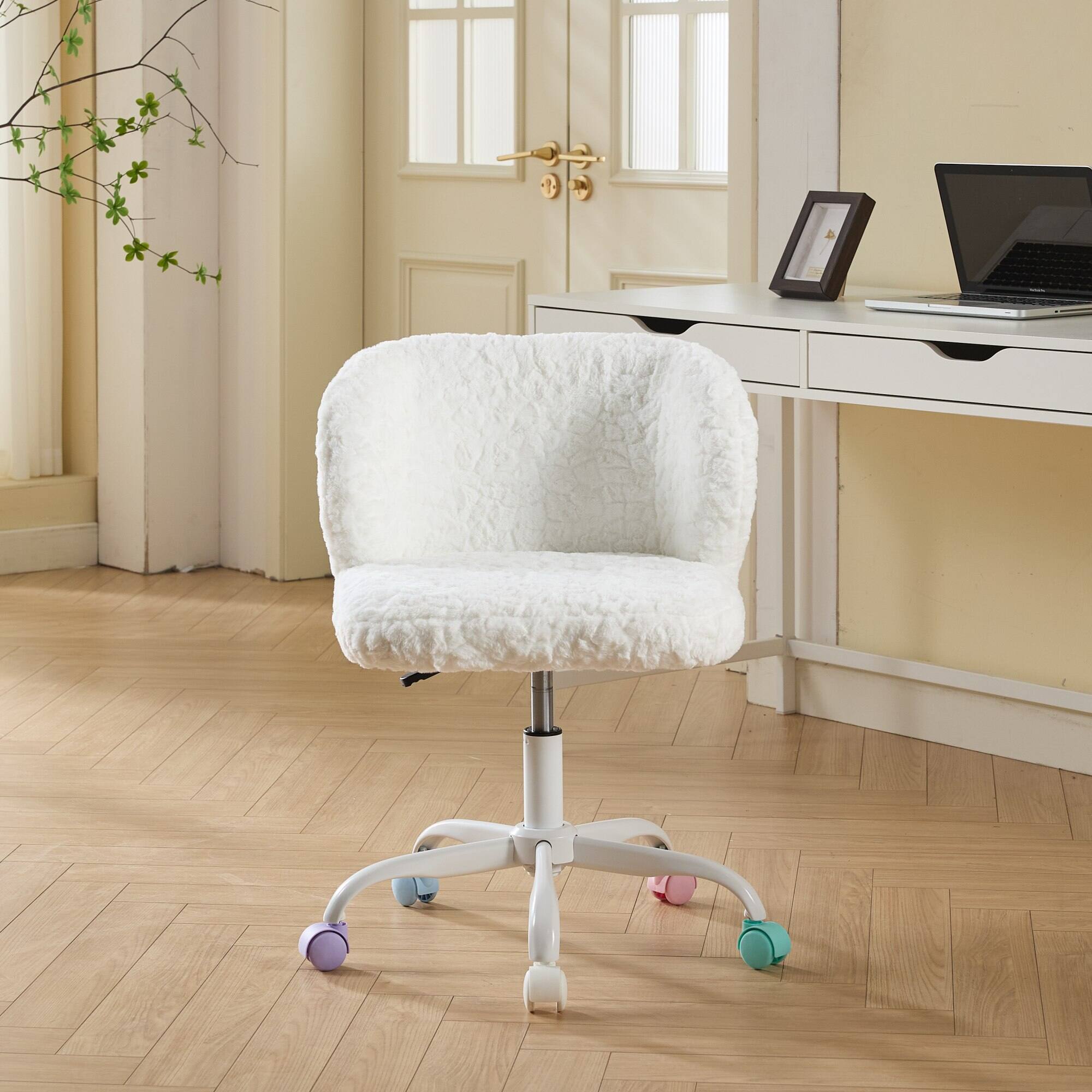 Z Edge Armless Office Desk Chair, Small Vanity Chair with Wheels, 360 ...