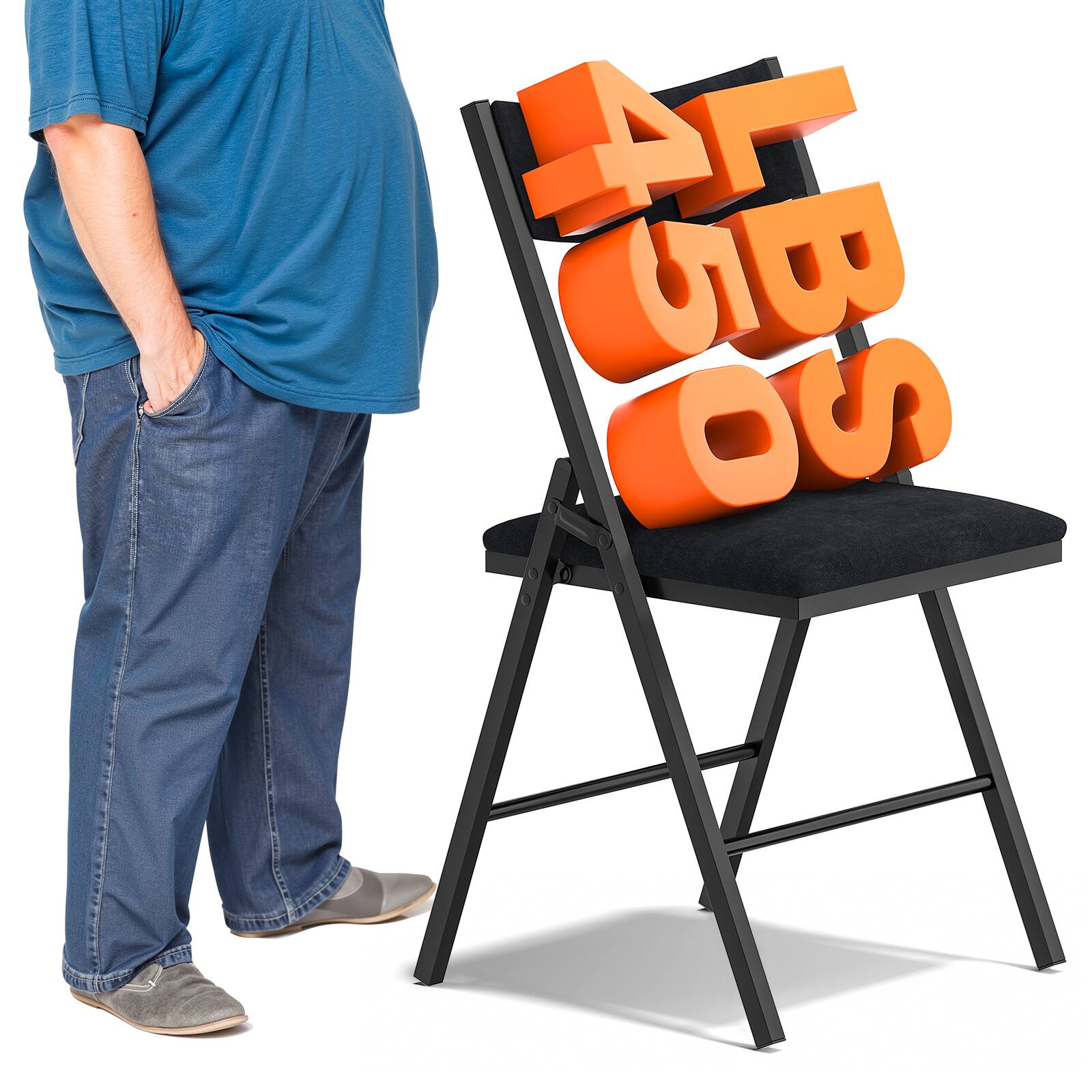 Alt View 3. SKONYON - 6 Pack Velvet Padded Folding Chair Comfortable and Heavy-Duty Seating - Black.