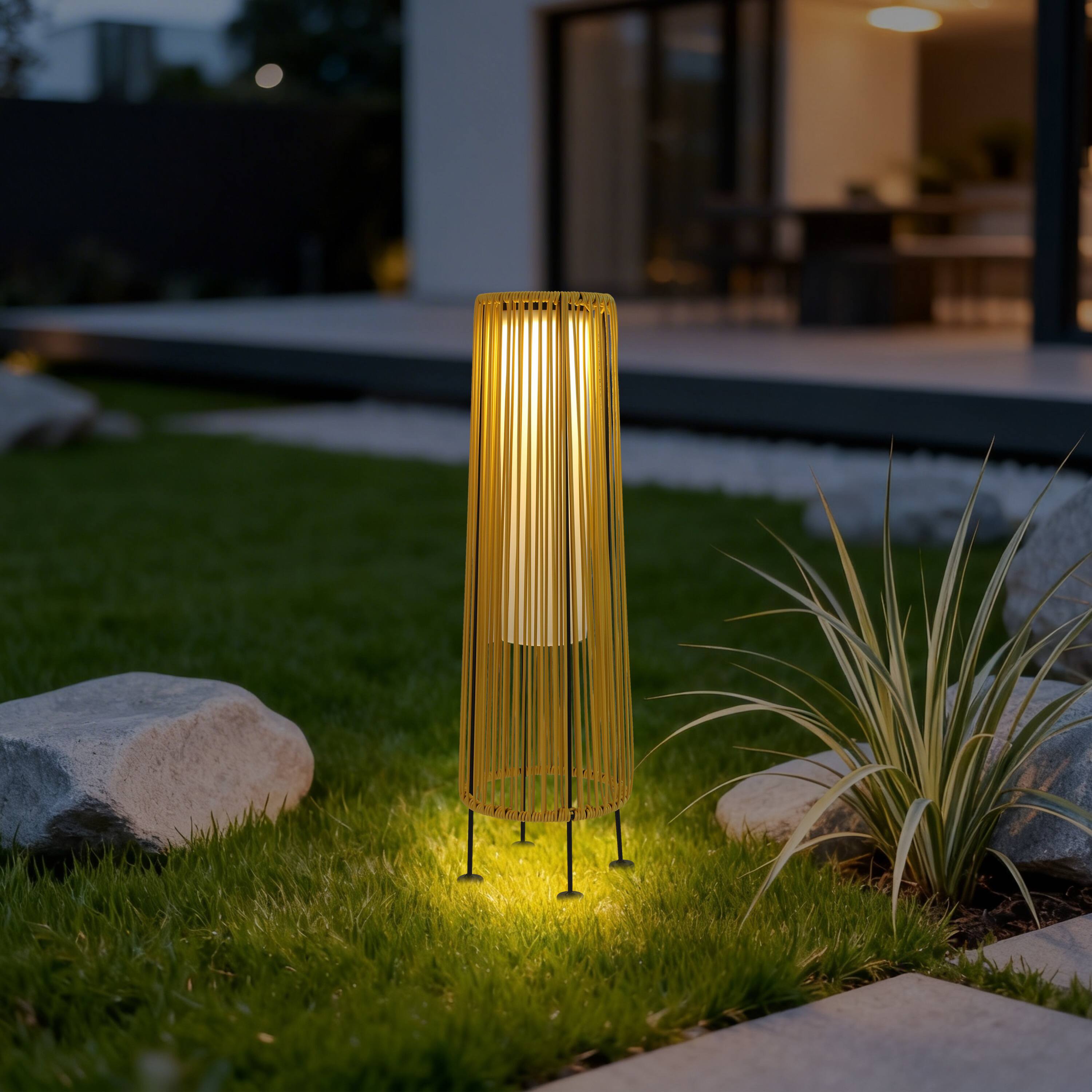Angle. Techko - Indoor Outdoor Solar Takumi Bamboo-Style Floor Lamp.
