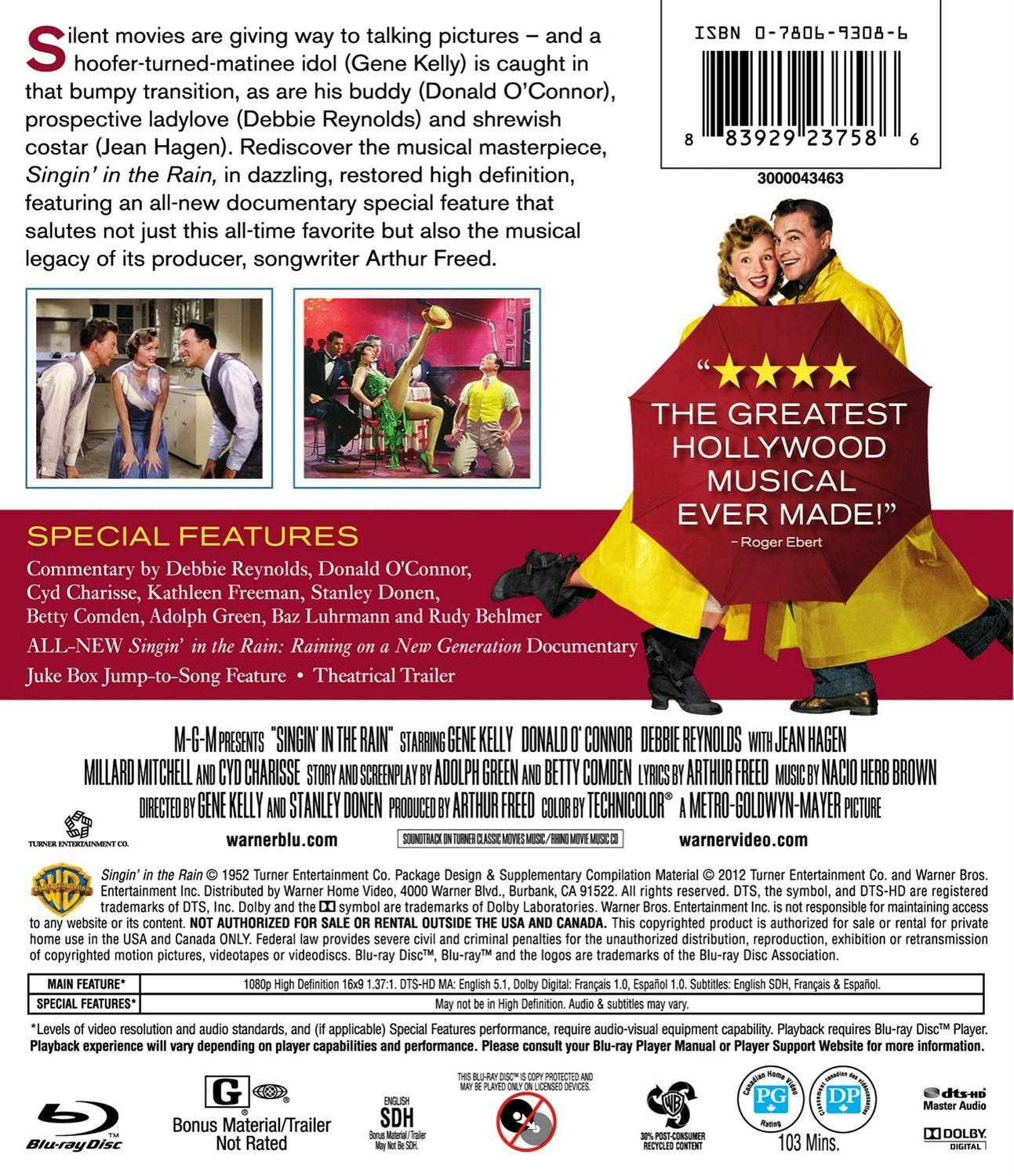 Back. Singin' in the Rain (60th Anniversary Edition) [Blu-ray].