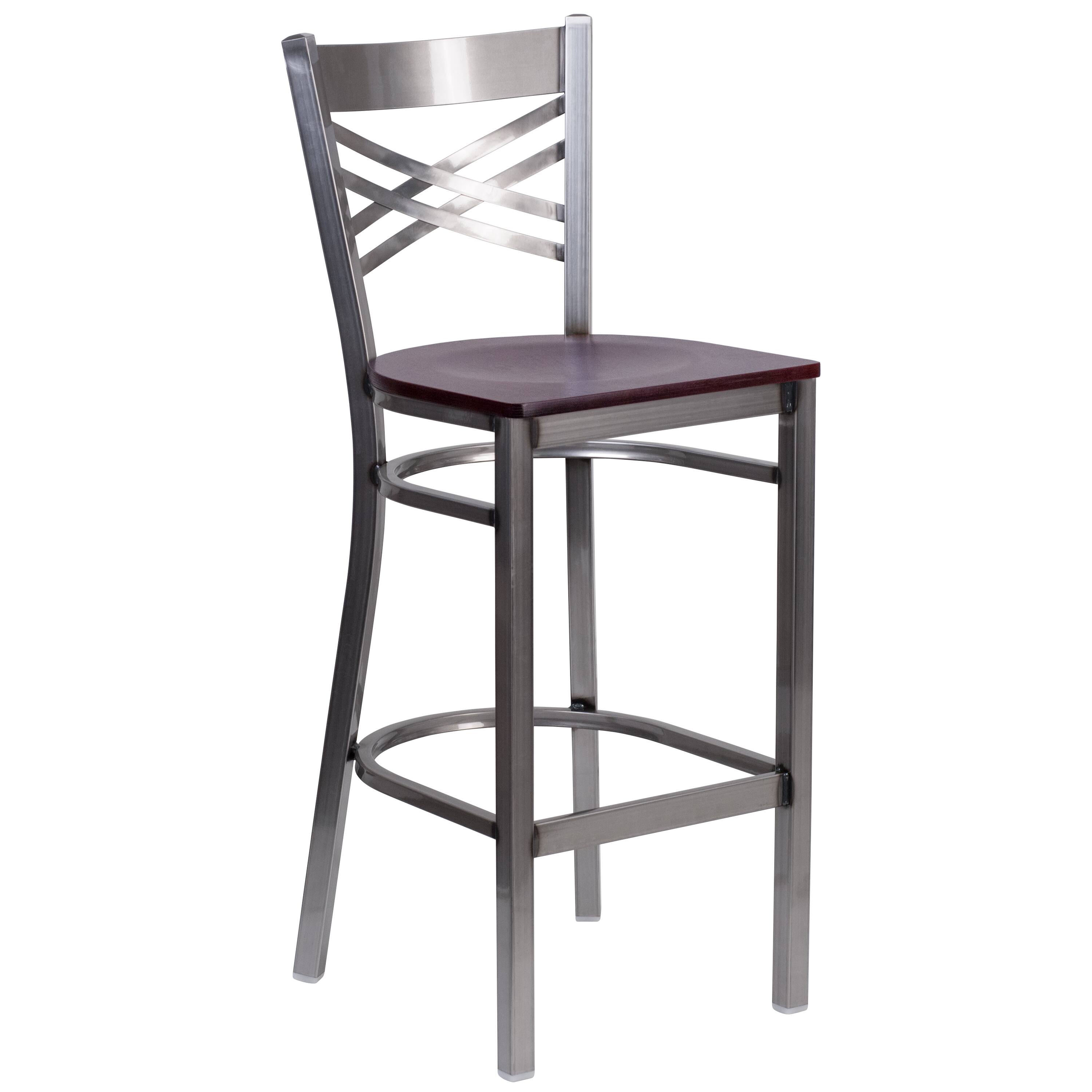 Mahogany Wood Seat/Clear Coated Metal Frame