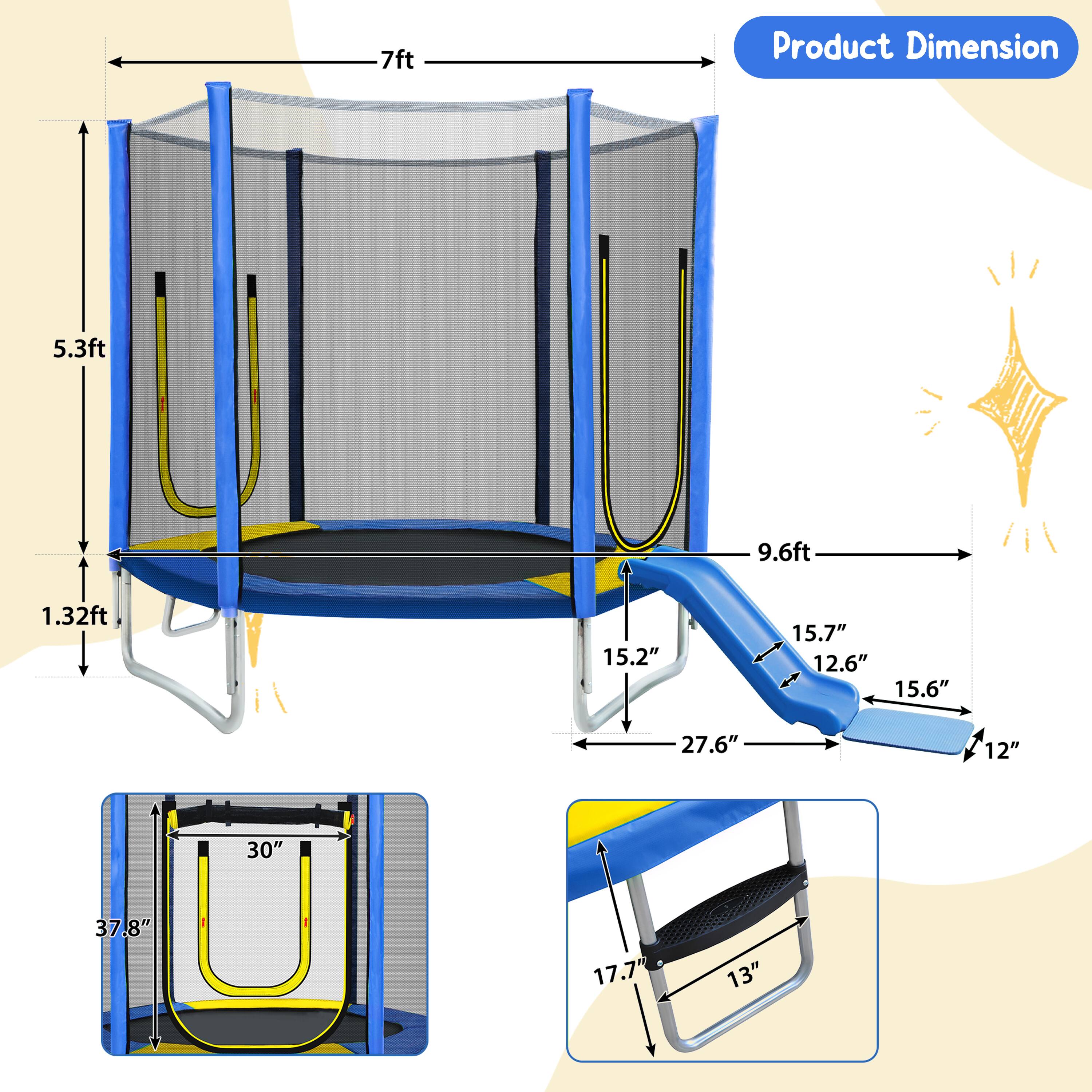 Product Dimension

- 7ft
- 5.3ft
- 9.6ft
- 1.32ft
- 15.2"
- 15.7"
- 12.6"
- 15.6"
- 27.6"
- 12"
- 12"
- 30"
- 37.8"
- 17.7"
- 13"