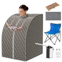 Costway - 9-gear Adjustable Temperature Portable Steam Sauna - Gray