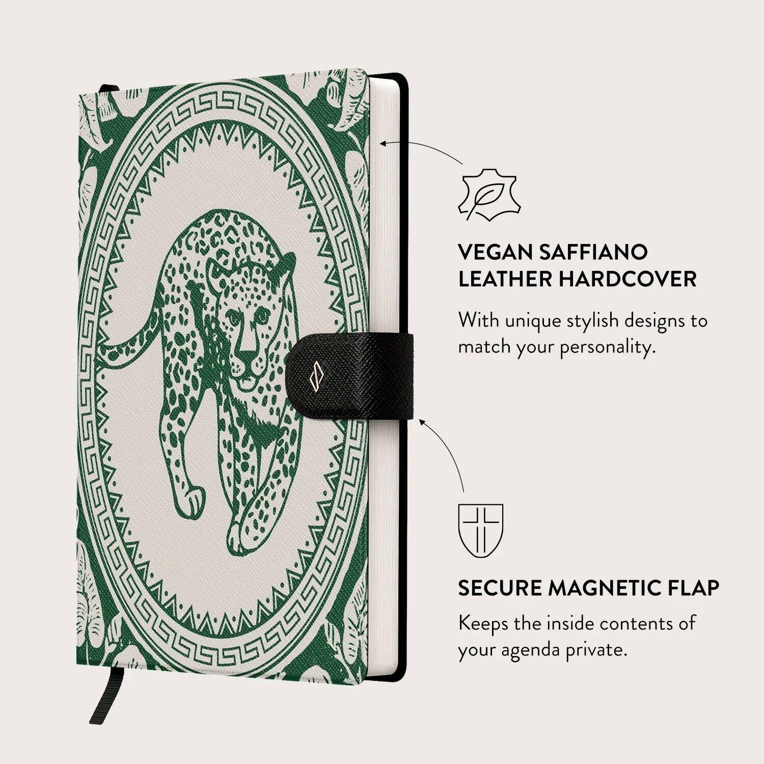 VEGAN SAFFIANO LEATHER HARDCOVER

With unique stylish designs to match your personality.

SECURE MAGNETIC FLAP

Keeps the inside contents of your agenda private.