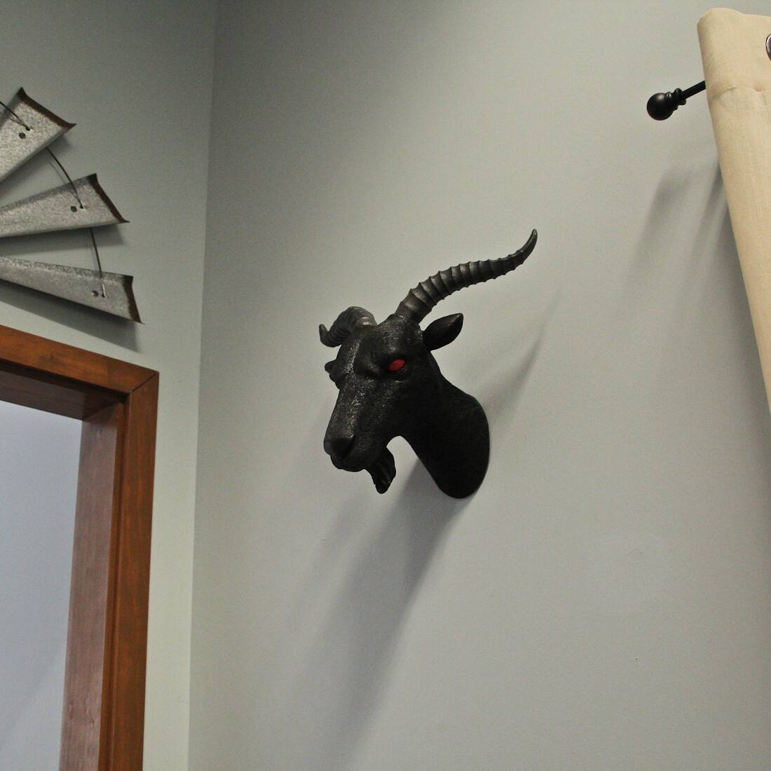 Alt View 4. Zeckos - 16 Inch Resin Black Baphomet Bust Wall Sculpture Hanging Home Decor Goat Head - Black.
