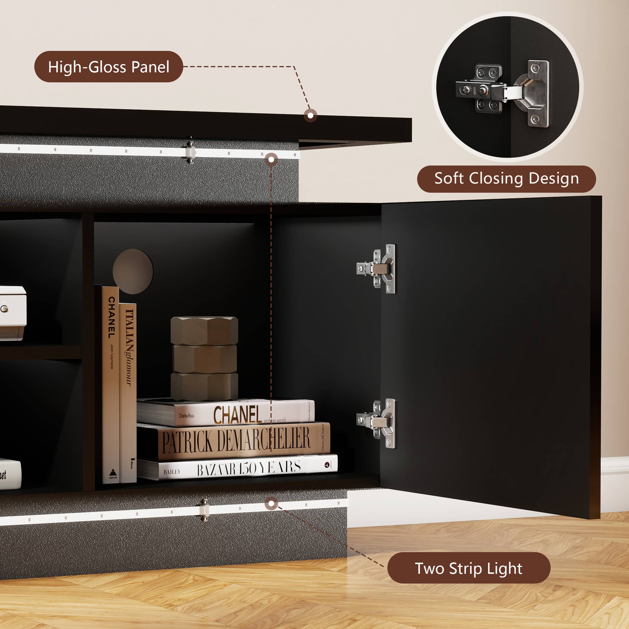 High-Gloss Panel, Soft Closing Design, Two Strip Light, CHANEL, ITALIANglamour, Cane-o CHANEL, PATRICK DEMARCHELIER DEM BAILLY BVAARI5ONEARS BAZAAR 150 YEARS