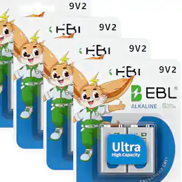 EBL - Ultra High Capacity Energy 9V Batteries Alkaline 9 Volt Battery.