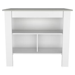 TuHome - Cala Kitchen Island, Four Legs, Three Shelves, White and Ibiza Marble - White, Ibiza Marble