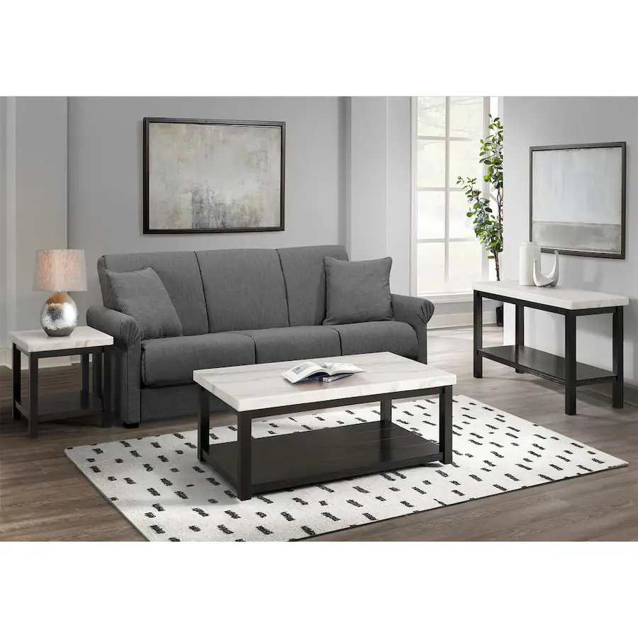 Picket House Furnishings Evie Marble Rectangle Sofa Table White ...