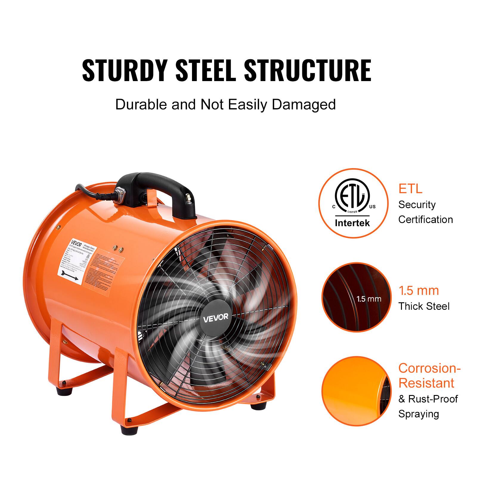 STURDY STEEL STRUCTURE  
Durable and Not Easily Damaged  

CETU US CHO  
Intertek  
ETL Security Certification  

VEVOR  
1.5 mm  
1.5 mm Thick Steel  
Corrosion-Resistant & Rust-Proof Spraying