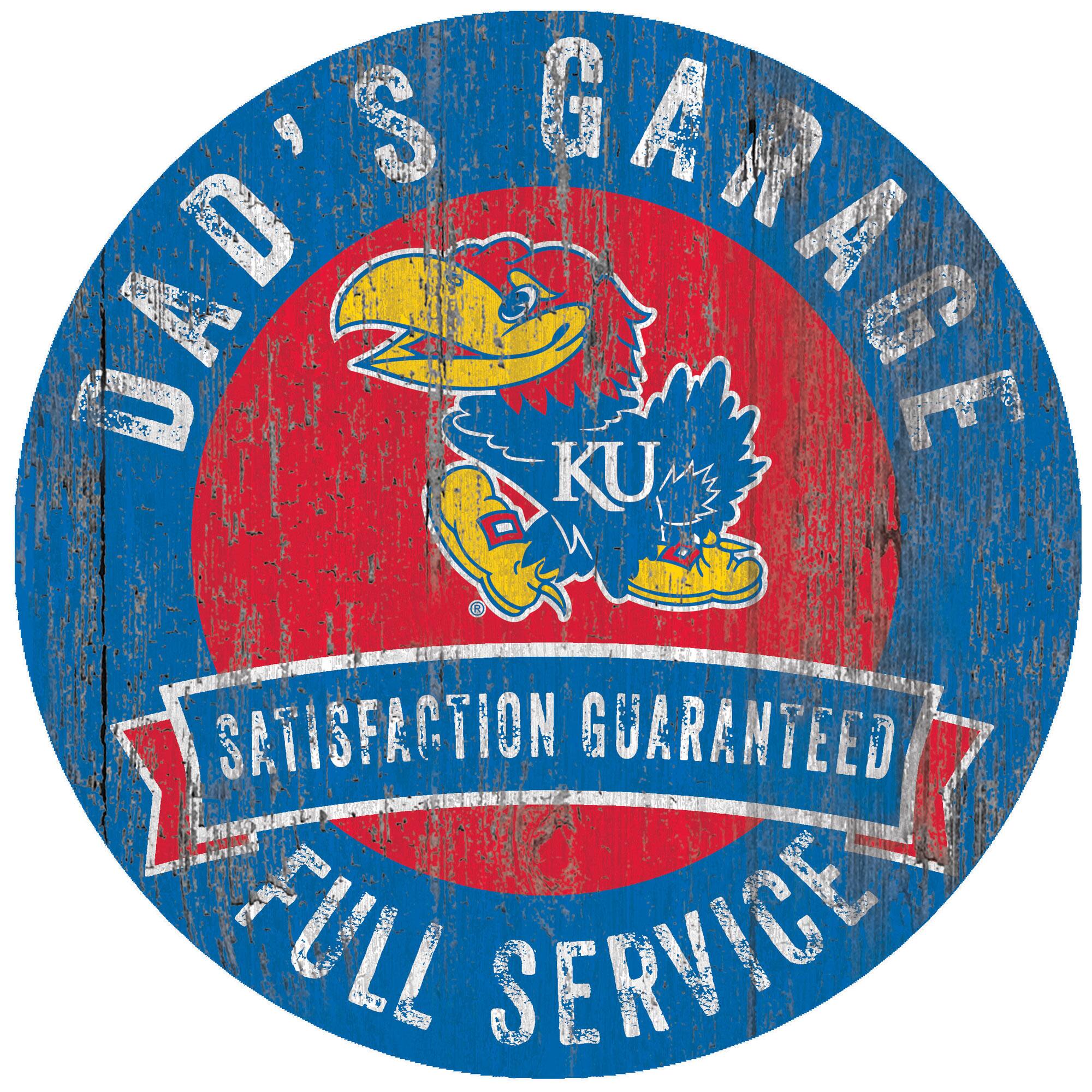 Kansas Jayhawks 12" x 12" Dad's Garage Sign
