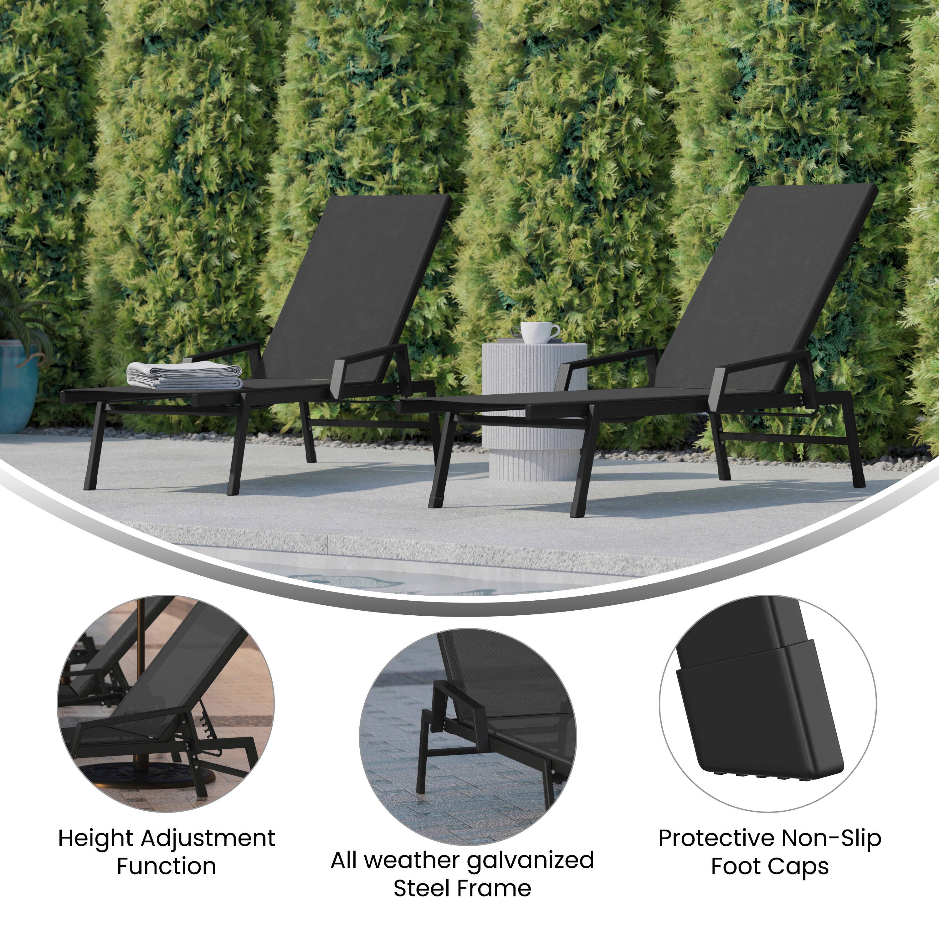 Height Adjustment Function  
Protective Non-Slip All Weather Galvanized Foot Caps  
Steel Frame